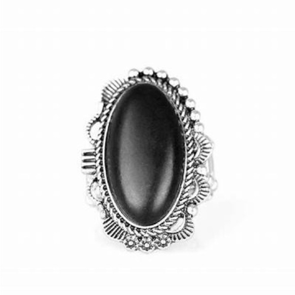 *Silver and black ring.